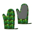 thumbnail image 1 of XMXT 2 Pcs Silicone Oven Mitts, Green Smiling Man Print Thickened Non-Slip BBQ Gloves, Green, 1 of 9