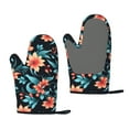thumbnail image 1 of XMXT 2 Pcs Silicone Oven Mitts, Wonderful Orange Flowers Thickened Non-Slip BBQ Gloves, Multicolor, 1 of 9