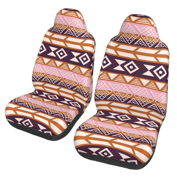 XMXT 2Pcs Car Seat Cover, Aztec Native Style Retro Print Seat Covers for Cars, Universal Fit