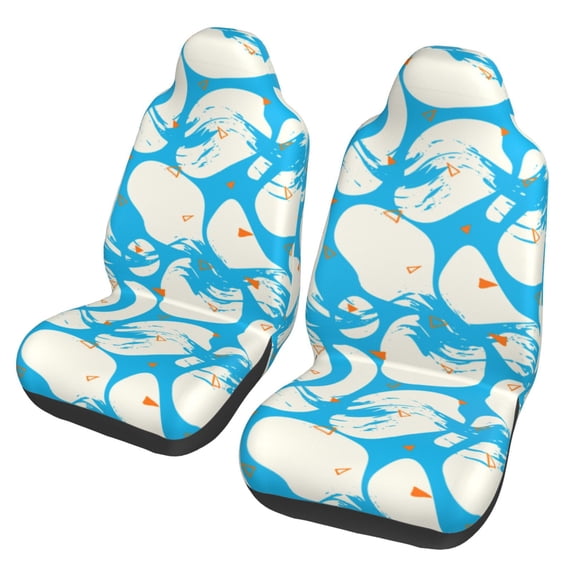 XMXT 2Pcs Car Seat Cover Decor Protector, Abstract White Executive Bucket Auto Front Seats Covers Fits for Cars SUVs Trucks, Universal Fit