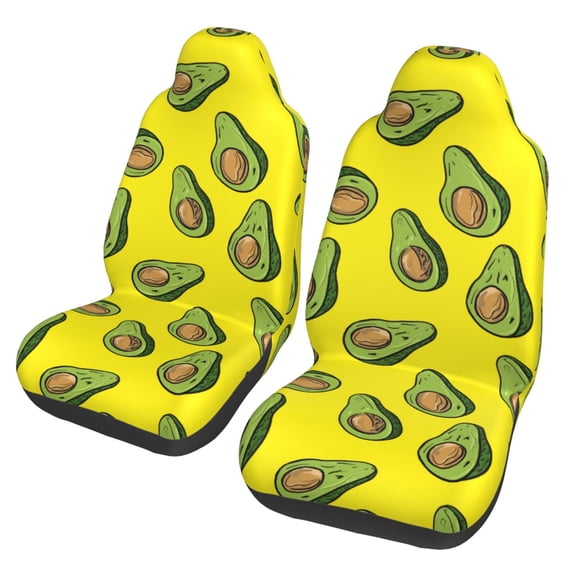 XMXT 2Pcs Car Seat Cover Decor Protector, Avocado Pattern Yellow Front Seat Covers for Cars SUVs, Universal Fit