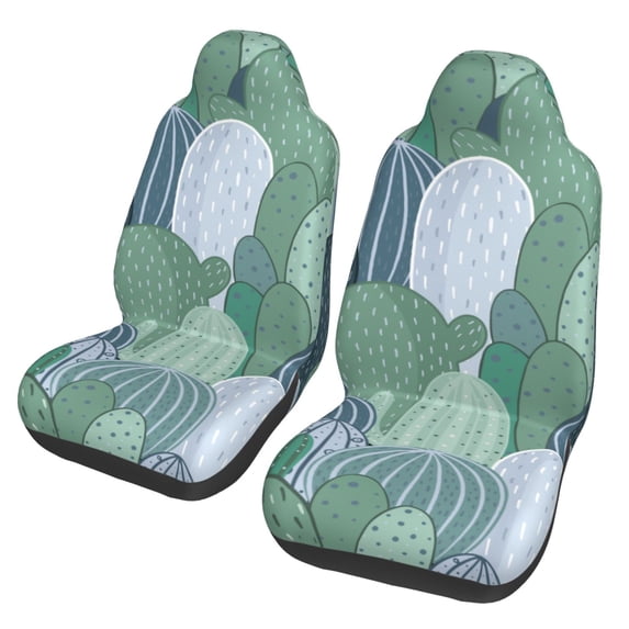 XMXT 2Pcs Car Seat Cover Decor Protector, Cactus Hand Painted Front Seat Covers for Cars SUVs, Universal Fit