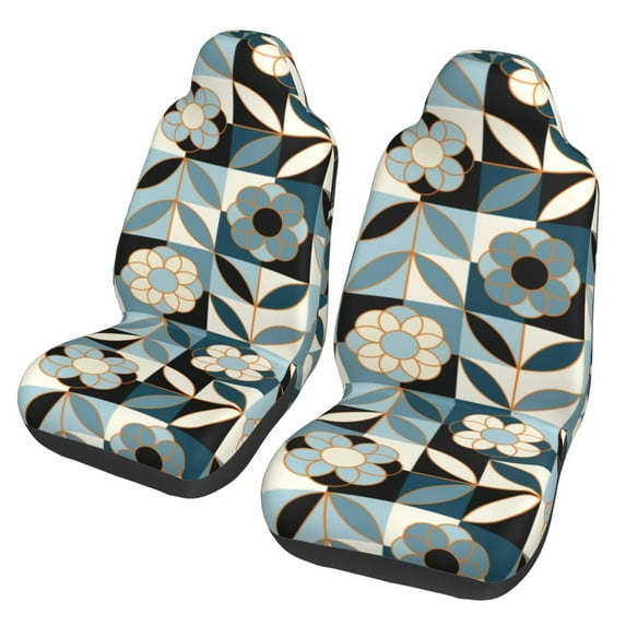 XMXT 2Pcs Car Seat Cover Decor Protector, Decorative Floral Patterns Bucket Auto Front Seats Covers Fits for Cars SUVs Trucks, Universal Fit