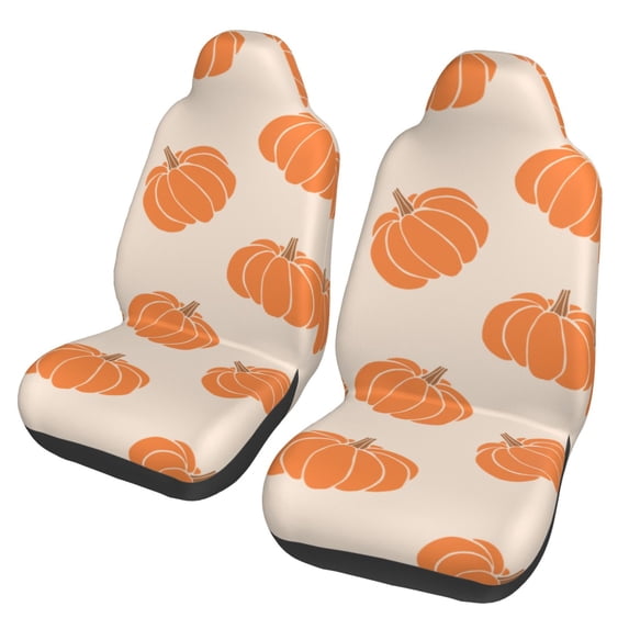 XMXT 2Pcs Car Seat Cover Decor Protector, Halloween Pumpkin Seamless Print Front Seat Covers for Cars SUVs, Universal Fit