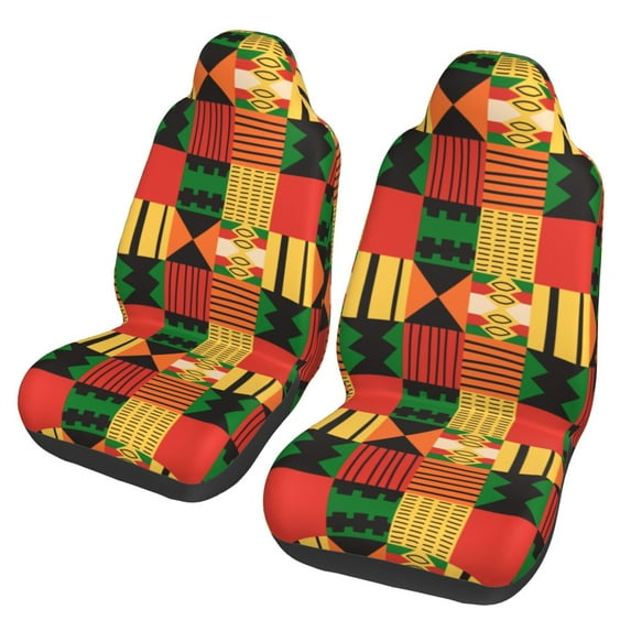 XMXT 2Pcs Car Seat Cover Decor Protector, Mondrian Abstract Design Print Bucket Auto Front Seats Covers Fits for Cars SUVs Trucks, Universal Fit
