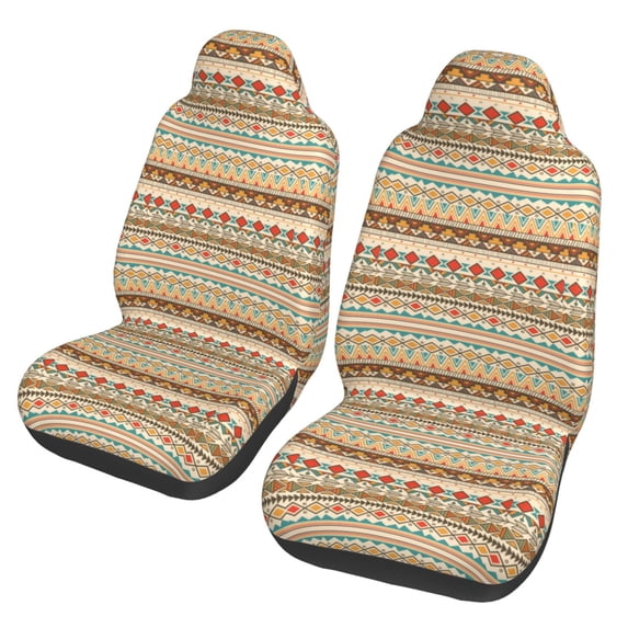 XMXT 2Pcs Car Seat Cover Decor Protector, Native Boho Retro Ethnic Print Front Seat Covers for Cars SUVs, Universal Fit