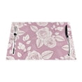 thumbnail image 1 of XMXT 4 Pcs PVC Woven Placemats, White Hand Painted Roses Stain Resistant Anti-Skid Place Mats for Dining Table, 12 x 18 inches, 1 of 6