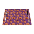 thumbnail image 1 of XMXT 6 Pcs PVC Woven Placemats, Purple Pumpkin Ghost Faces Stain Resistant Anti-Skid Place Mats for Dining Table, 12 x 18 inches, 1 of 6