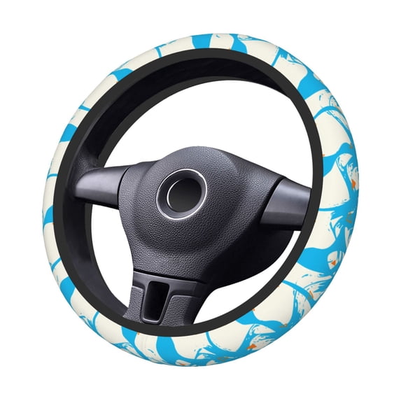 XMXT Abstract White Executive Steering Wheel Cover, Elastic Non-Slip Universal Fit Car Decor Accessories Protector for Auto SUV Trucks