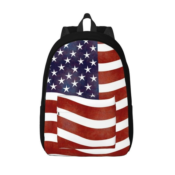 XMXT Backpack for School Work, Dancing American Flag Print Canvas Bookbag Travel Bag for Women Men, S