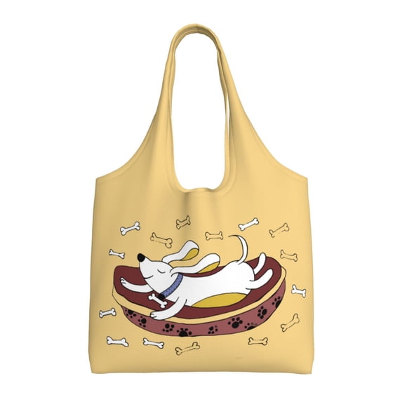 XMXT Canvas Tote Bag, Cute Pet Dog Bones Print Large Handbag for Women, Shopping Working Travel