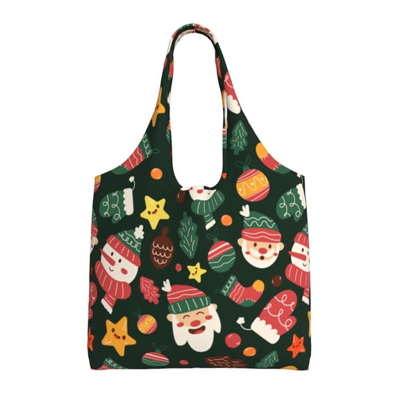 XMXT Canvas Tote Bag for Women, Fun Santa Socks Print Large Reusable Shopping Bags, Multicolor