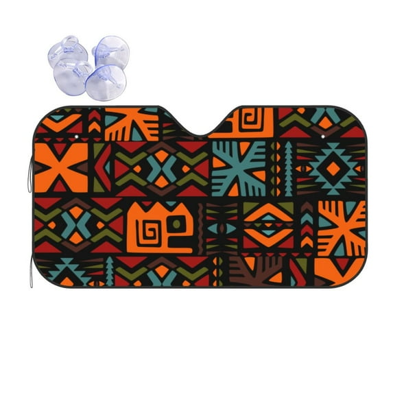 XMXT Car Sun Shade Windshield, African Tribal Decoration Graffiti Sunshade for Car Windshield Sun Shades for Car SUV Truck, s