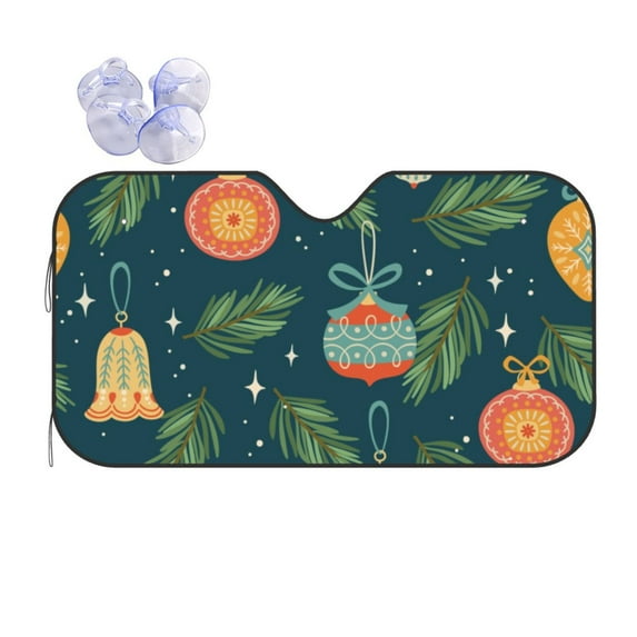 XMXT Car Sun Shade Windshield, Cartoon Christmas Bells Sunshade for Car Windshield Sun Shades for Car SUV Truck, m
