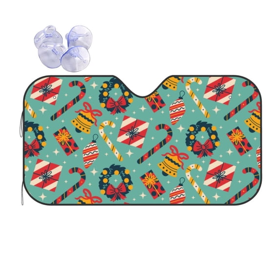 XMXT Car Sun Shade Windshield, Cartoon Christmas Ring Sunshade for Car Windshield Sun Shades for Car SUV Truck, m