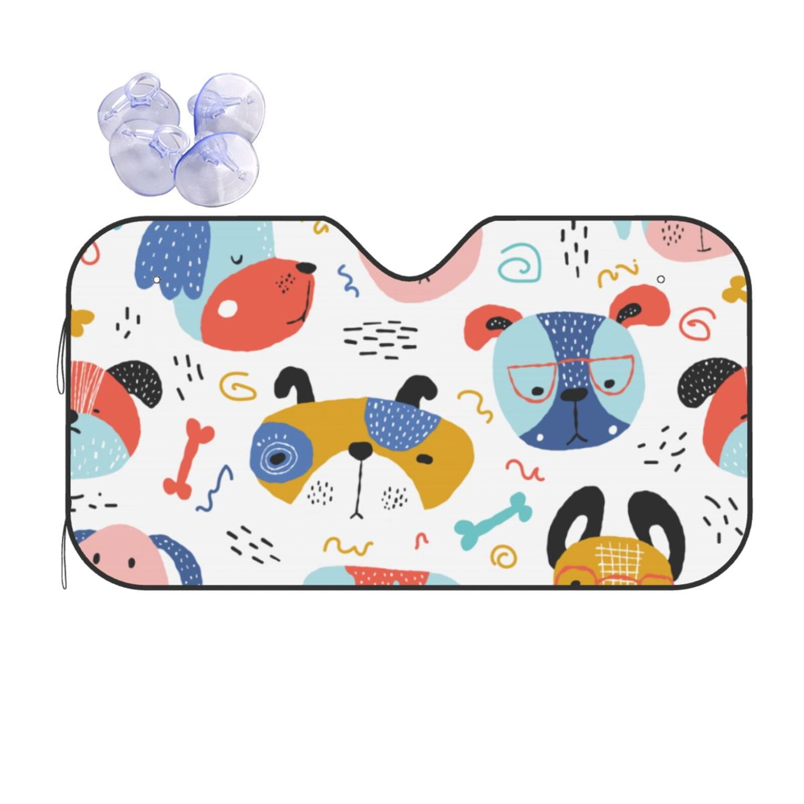 XMXT Car Sun Shade Windshield, Cartoon Colorful Dogs Design Sunshade for Car Windshield Sun
