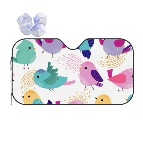 XMXT Car Sun Shade Windshield, Colorful Cartoon Bird Painting Sunshade for Car Windshield Sun Shades for Car SUV Truck, s