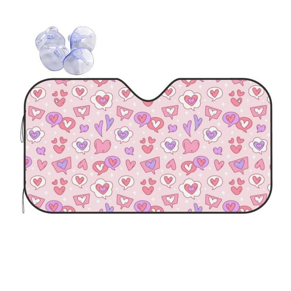 XMXT Car Sun Shade Windshield, Love Heart Pink Candy Sunshade for Car Windshield Sun Shades for Car SUV Truck, m