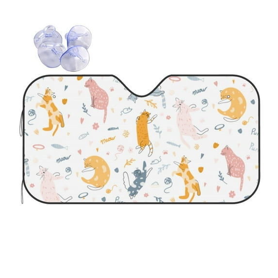 XMXT Car Sun Shade Windshield, Multi Pose Cat Print Sunshade for Car Windshield Sun Shades for Car SUV Truck, s