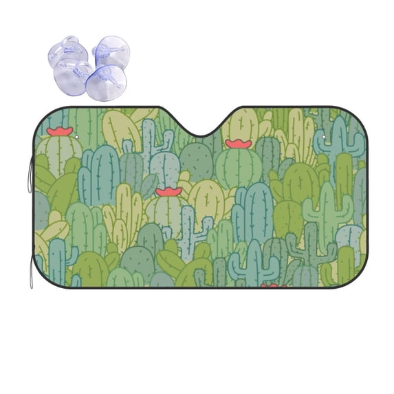 XMXT Car Sun Shade Windshield, Seamless Cactus Print Sunshade for Car Windshield Sun Shades for Car SUV Truck, m