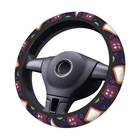 XMXT Cartoon Games Elements Steering Wheel Cover, Elastic Non-Slip Universal Fit Car Decor Accessories Protector for Auto SUV Trucks