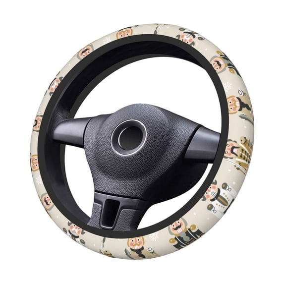 XMXT Cartoon Soldier Guard Print Steering Wheel Cover, Elastic Non-Slip Universal Fit Car Decor Accessories Protector for Auto SUV Trucks