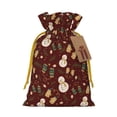 thumbnail image 1 of XMXT Christmas Drawstring Gift Bags, Cartoon Snowman Gloves Pattern Wrapping Sacks Candy Packing Bag Party Decorations Favor Bags, S, 1 of 8