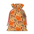 thumbnail image 1 of XMXT Christmas Drawstring Gift Bags, Christmas Decorations Fox Print Wrapping Sacks Candy Packing Bag Party Decorations Favor Bags, S, 1 of 8