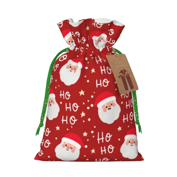 XMXT Christmas Drawstring Gift Bags, Santa Claus Cartoon Print Wrapping Sacks Candy Packing Bag Party Decorations Favor Bags, S