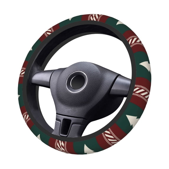 XMXT Christmas Plaid Tree Steering Wheel Cover, Elastic Non-Slip Universal Fit Car Decor Accessories Protector for Auto SUV Trucks