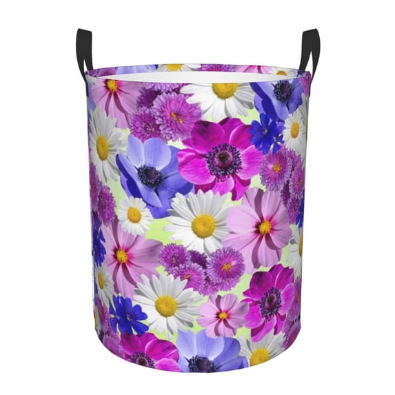 XMXT Collapsible Laundry Basket, Blossoms Flower Nature Prints Waterproof Laundry Hamper, 40L Multicolor