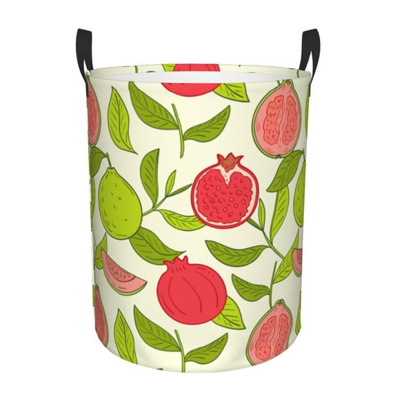 XMXT Collapsible Laundry Basket, Cartoon Pomegranate Print Polyester Waterproof Laundry Hampers Dirty Clothes Hamper, 62L