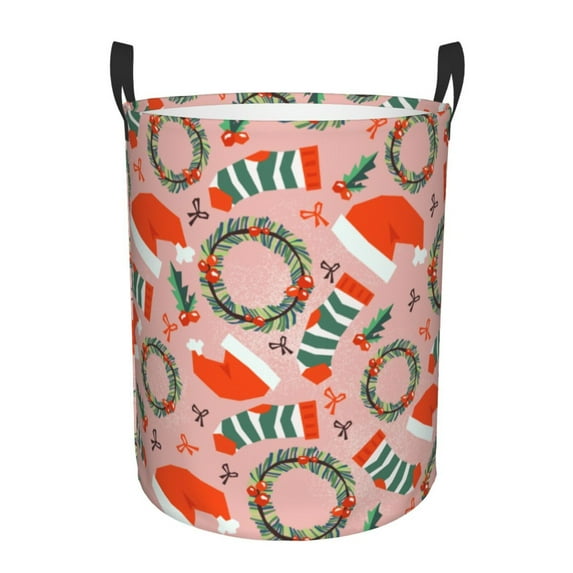 XMXT Collapsible Laundry Basket, Christmas Hat Stocking Waterproof Laundry Hampers Storage Baskets Dirty Clothes Hamper, 40L