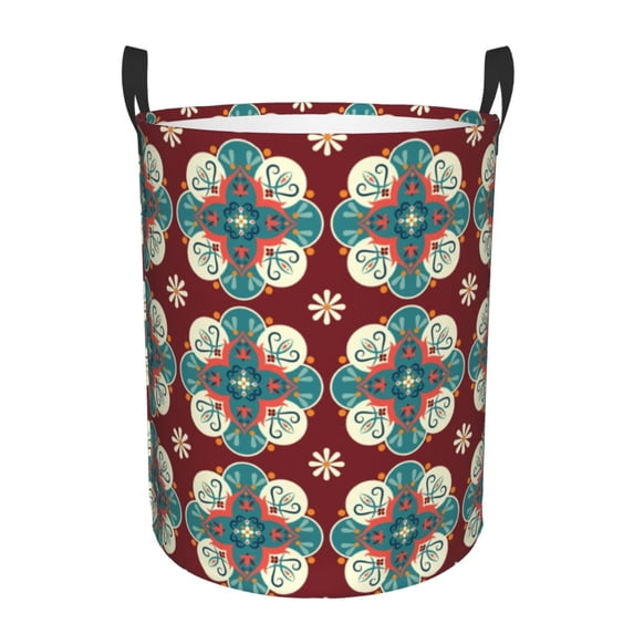 XMXT Collapsible Laundry Basket, Colorful Flat Flower Waterproof Laundry Hampers Storage Baskets Dirty Clothes Hamper, 62L