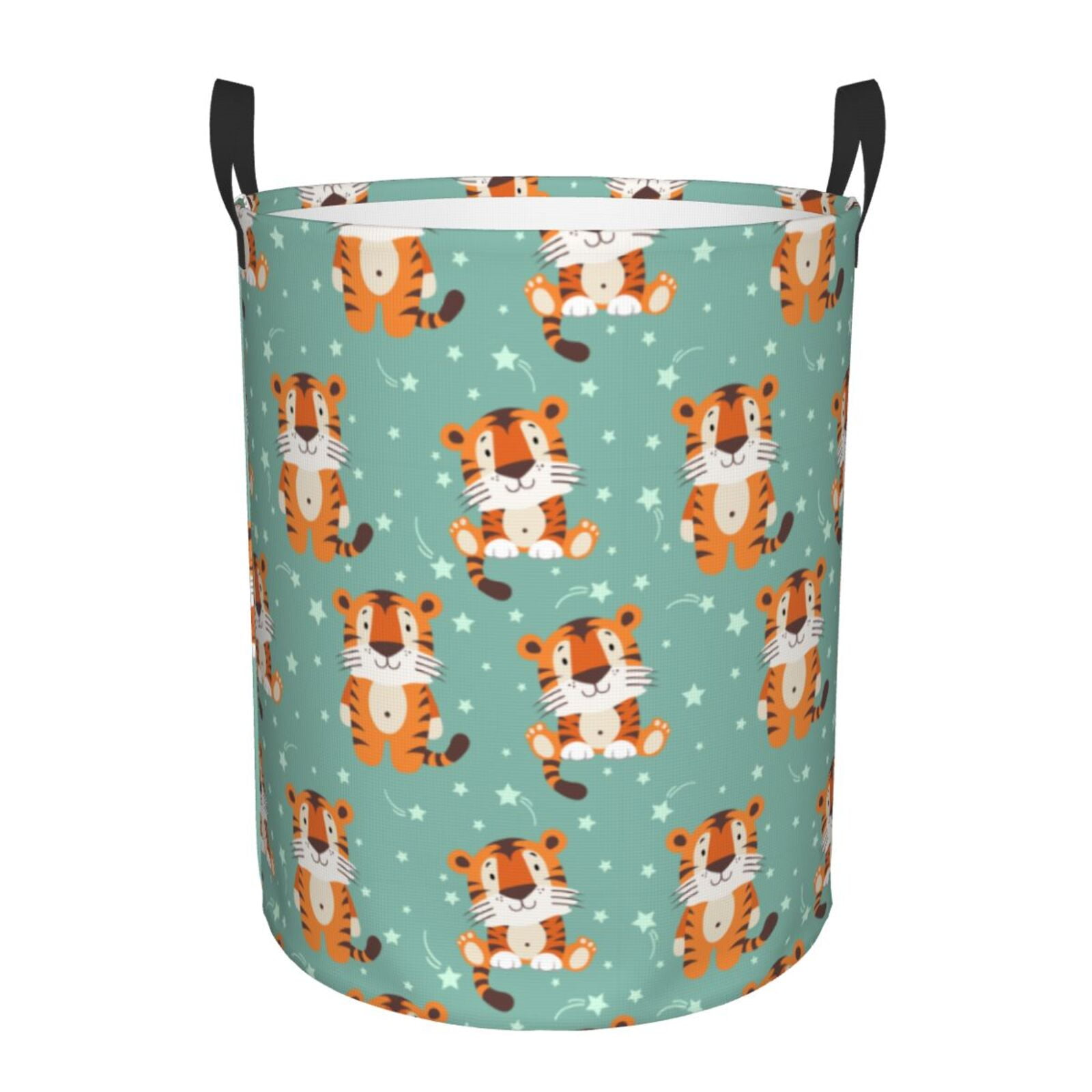 XMXT Collapsible Laundry Basket, Cute Cartoon Tiger Polyester