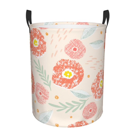 XMXT Collapsible Laundry Basket, Cute Red Flowers Pattern Waterproof Laundry Hampers Storage Baskets Dirty Clothes Hamper, 62L