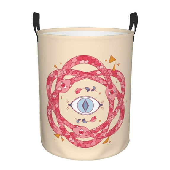 XMXT Collapsible Laundry Basket, Evil Pink Cartoon Eye Waterproof Laundry Hampers Storage Baskets Dirty Clothes Hamper, 40L