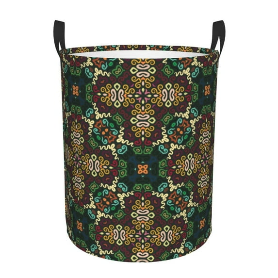 XMXT Collapsible Laundry Basket, Floral Compilation Elements Waterproof Laundry Hampers Storage Baskets Dirty Clothes Hamper, 40L