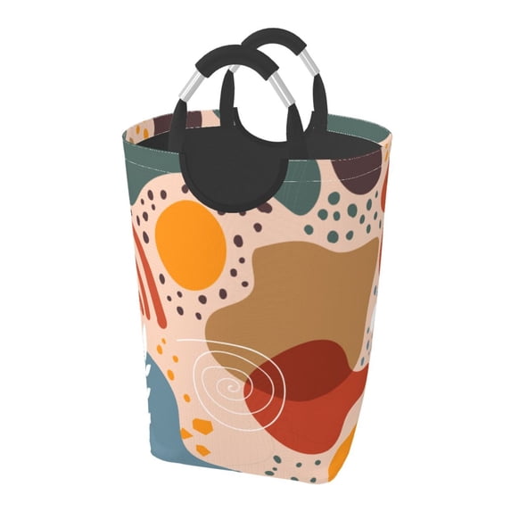 XMXT Collapsible Laundry Basket Hamper, Abstract Shape Plant Graffiti Large Laundry Bag Clothes Hamper with Aluminum Handle, 50L