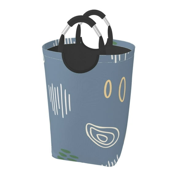 XMXT Collapsible Laundry Basket Hamper, Blue Abstract Graffiti Large Laundry Bag Clothes Hamper with Aluminum Handle, 50L