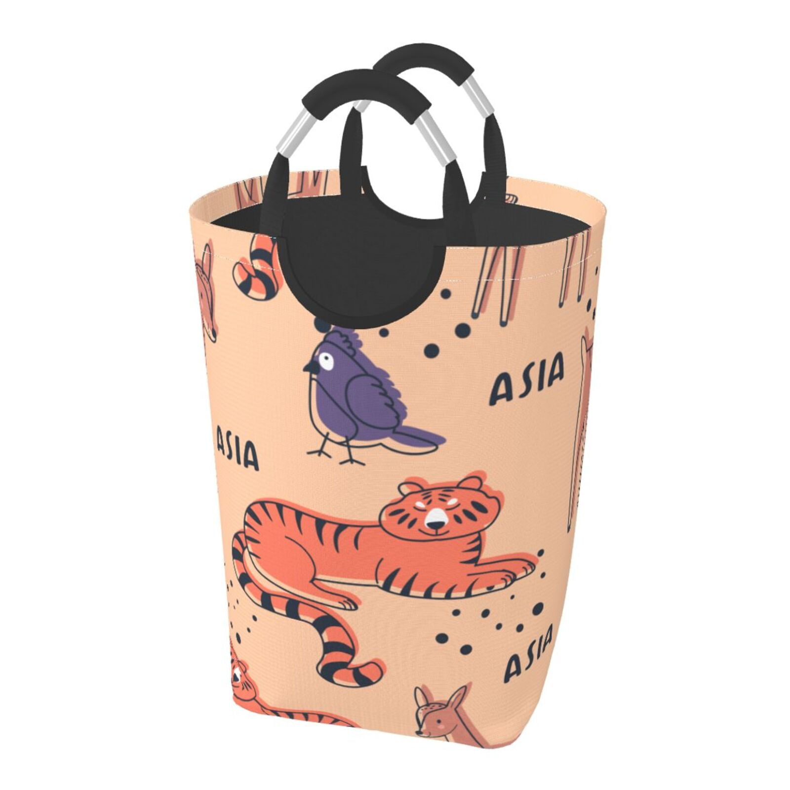 XMXT Collapsible Laundry Basket Hamper, Tiger Deer Illustration Large