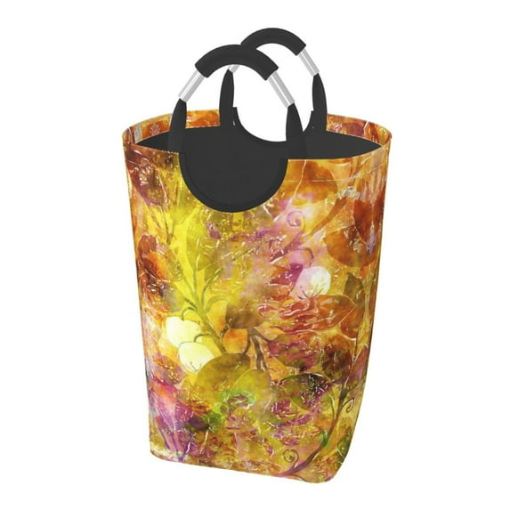 XMXT Collapsible Laundry Basket Hamper, Watercolor Style Background Large Laundry Bag Clothes Hamper with Aluminum Handle, 50L
