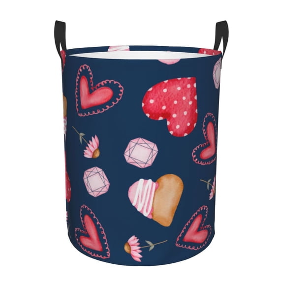 XMXT Collapsible Laundry Basket, Heart Decorative Painting Waterproof Laundry Hampers Storage Baskets Dirty Clothes Hamper, 40L