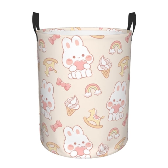 XMXT Collapsible Laundry Basket, Ice Creams Bunny Pattern Waterproof Laundry Hampers Storage Baskets Dirty Clothes Hamper, 62L