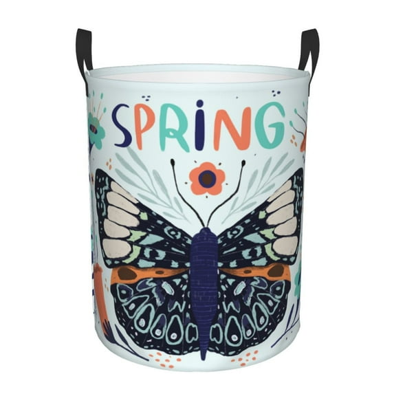 XMXT Collapsible Laundry Basket, Spring Butterfly Prints Waterproof Laundry Hampers Storage Baskets Dirty Clothes Hamper, 62L