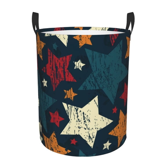 XMXT Collapsible Laundry Basket, Star Seamless Pattern Waterproof Laundry Hampers Storage Baskets Dirty Clothes Hamper, 40L