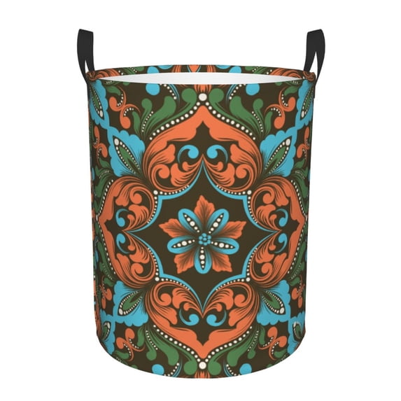 XMXT Collapsible Laundry Basket, Vintage Persian Countryside Print Waterproof Laundry Hampers Storage Baskets Dirty Clothes Hamper, 62L