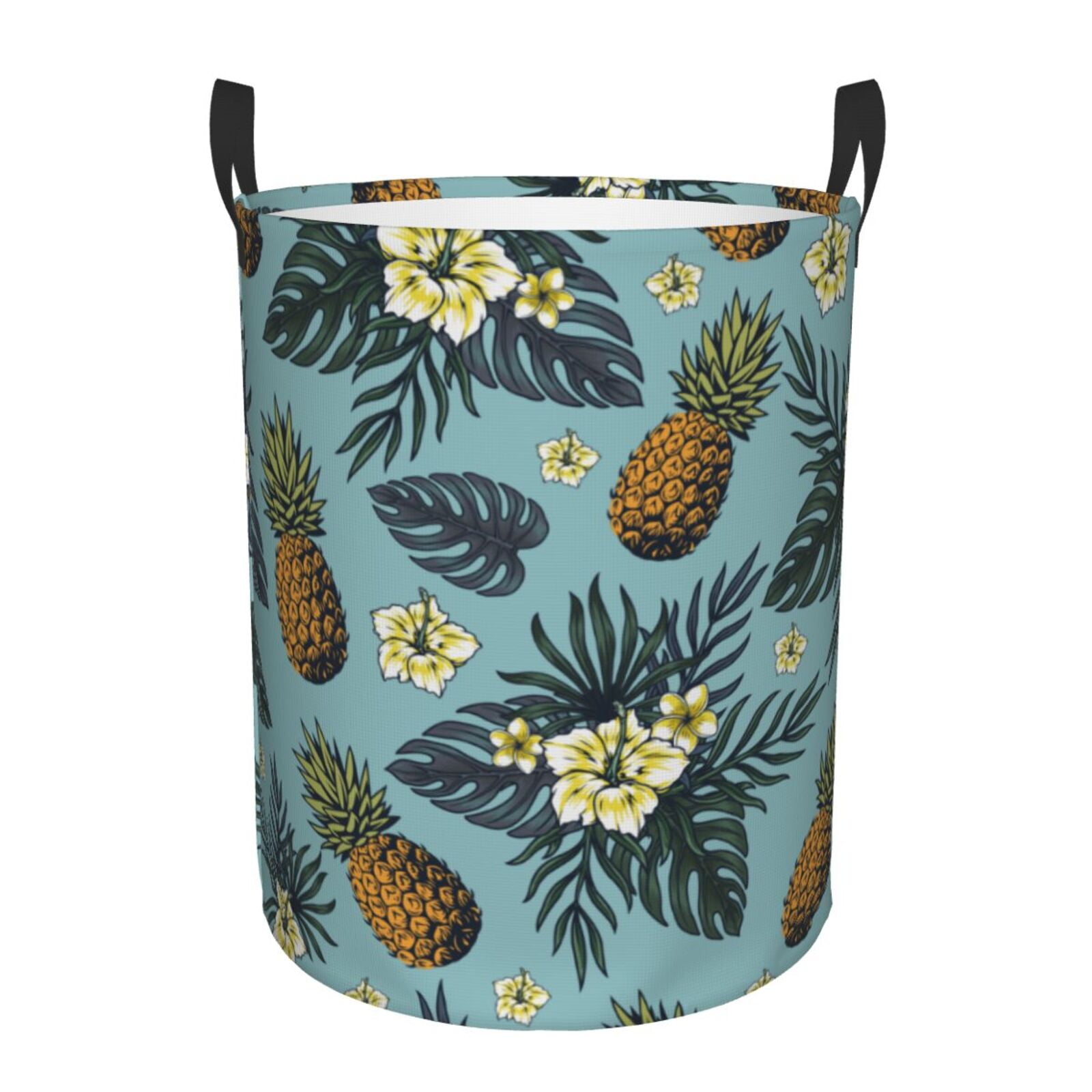 Tropical Floral Pineapple Print Laundry Basket