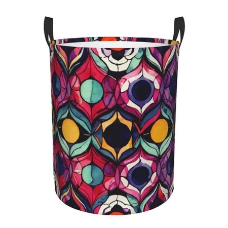 XMXT Collapsible Laundry Basket, Watercolor Kaleidoscope Background Waterproof Laundry Hampers Storage Baskets Dirty Clothes Hamper, 40L