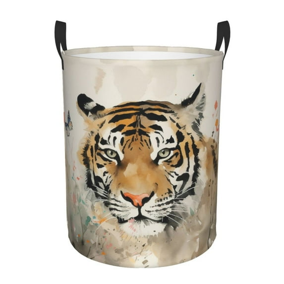 XMXT Collapsible Laundry Basket, Wild Tiger Feline Print Waterproof Laundry Hamper, 62L Multicolor